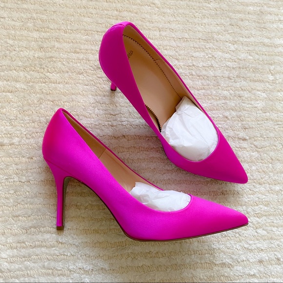 NWT J. Crew Elsie bright berry satin pumps - Picture 5 of 15